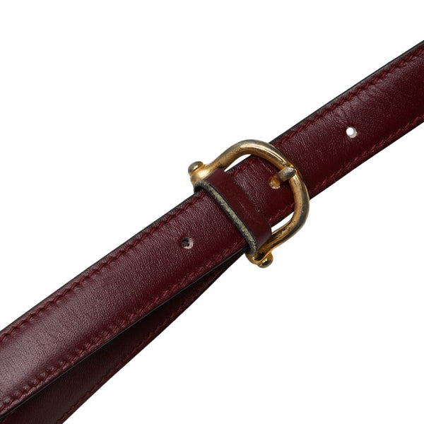 セリーヌ マカダム 斜め掛け ショルダーバッグ ワインレッド ボルドー スウェード レザー レディース CELINE 【中古】
