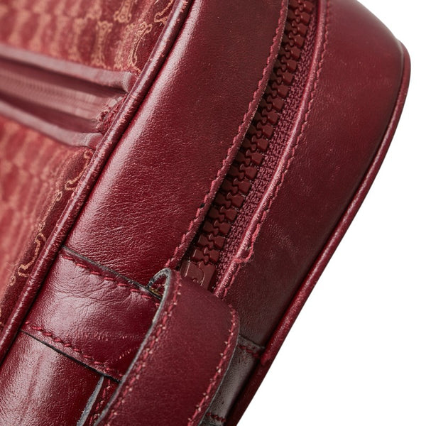 セリーヌ マカダム 斜め掛け ショルダーバッグ ワインレッド ボルドー スウェード レザー レディース CELINE 【中古】