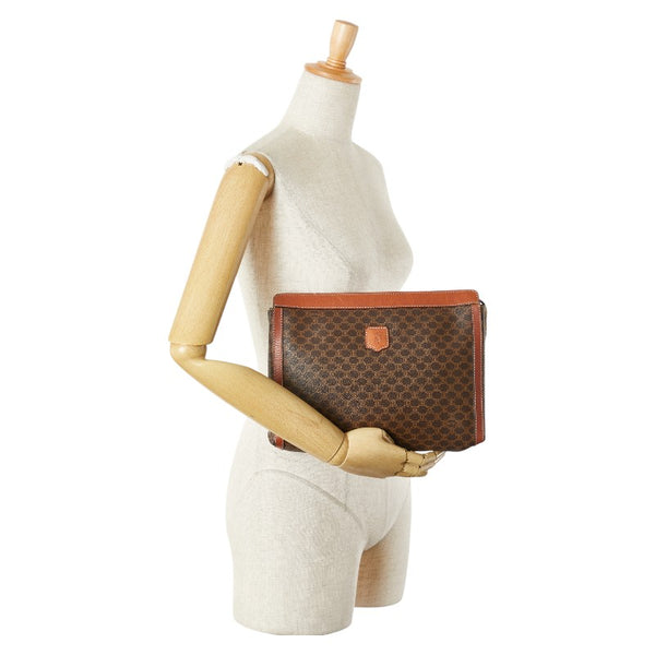 セリーヌ マカダム クラッチバッグ セカンドバッグ ブラウン PVC レザー レディース CELINE 【中古】