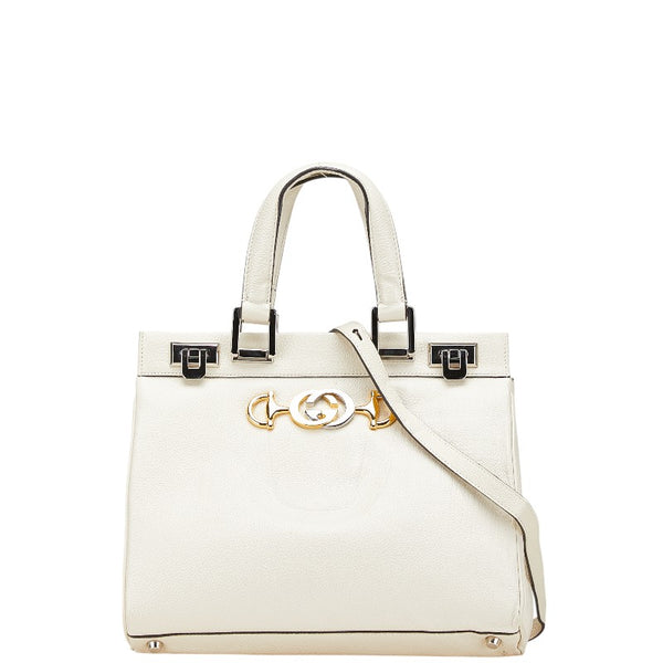 グッチ ズゥミ スモール ハンドバッグ ショルダーバッグ 2WAY 569712 ホワイト レザー レディース GUCCI 【中古】