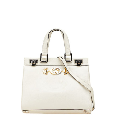 グッチ ズゥミ スモール ハンドバッグ ショルダーバッグ 2WAY 569712 ホワイト レザー レディース GUCCI 【中古】