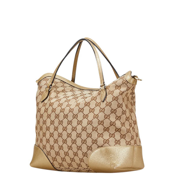 グッチ GGキャンバス ブリー ハンドバッグ ショルダーバッグ 2WAY 353120 ベージュ ゴールド キャンバス レザー レディース GUCCI 【中古】