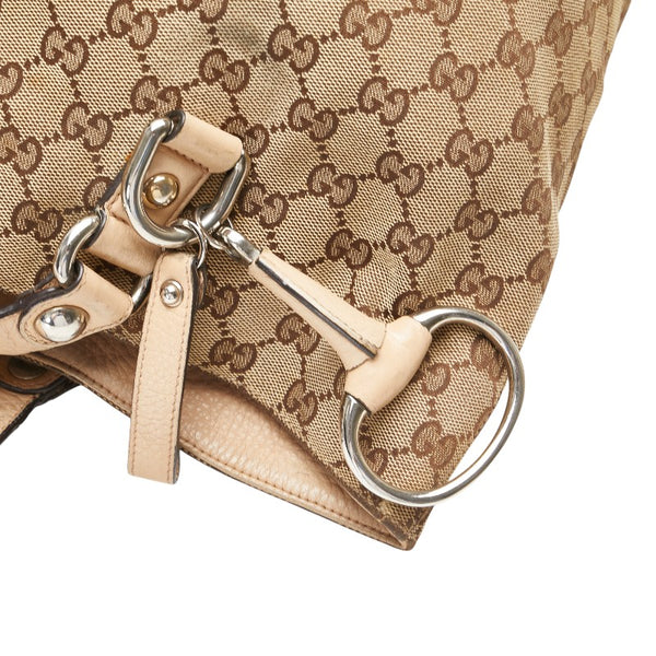 グッチ GGキャンバス トートバッグ ショルダーバッグ 229852 ベージュ ブラウン キャンバス レザー レディース GUCCI 【中古】