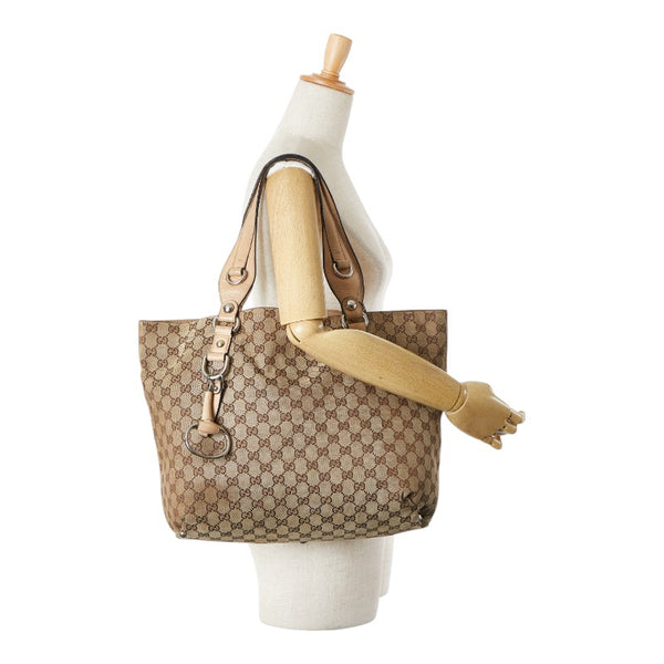 グッチ GGキャンバス トートバッグ ショルダーバッグ 229852 ベージュ ブラウン キャンバス レザー レディース GUCCI 【中古】