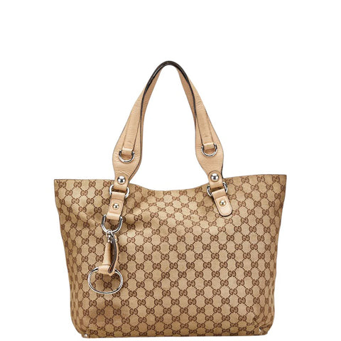 グッチ GGキャンバス トートバッグ ショルダーバッグ 229852 ベージュ ブラウン キャンバス レザー レディース GUCCI 【中古】