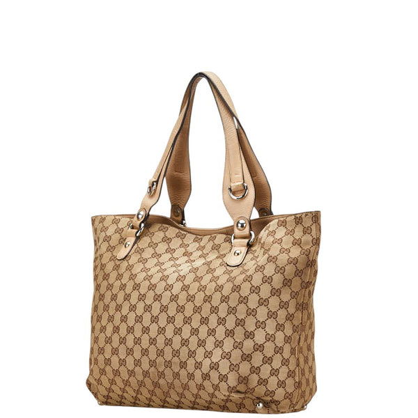 グッチ GGキャンバス トートバッグ ショルダーバッグ 229852 ベージュ ブラウン キャンバス レザー レディース GUCCI 【中古】