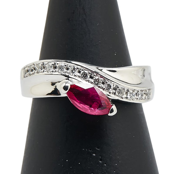 Pt900 プラチナ ルビー0.58ct ダイヤ0.16ct リング 指輪 レディース 10.5号 【中古】