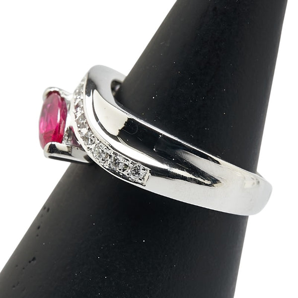 Pt900 プラチナ ルビー0.58ct ダイヤ0.16ct リング 指輪 レディース 10.5号 【中古】
