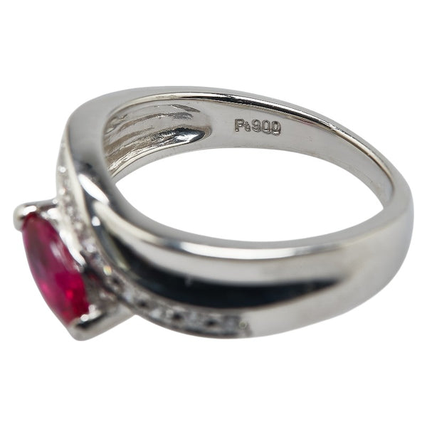 Pt900 プラチナ ルビー0.58ct ダイヤ0.16ct リング 指輪 レディース 10.5号 【中古】