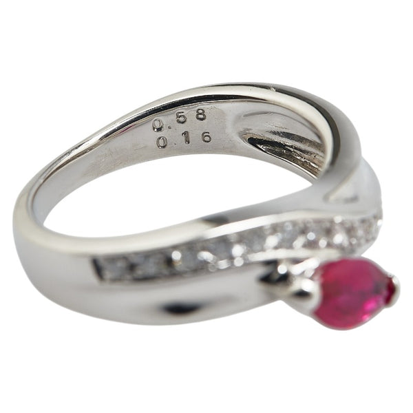 Pt900 プラチナ ルビー0.58ct ダイヤ0.16ct リング 指輪 レディース 10.5号 【中古】