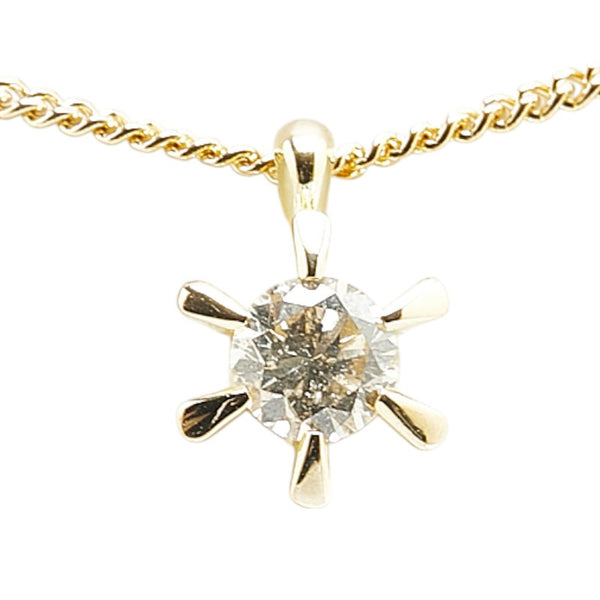 K18YG イエローゴールド ダイヤ0.43ct プチ ペンダントネックレス レディース 【中古】