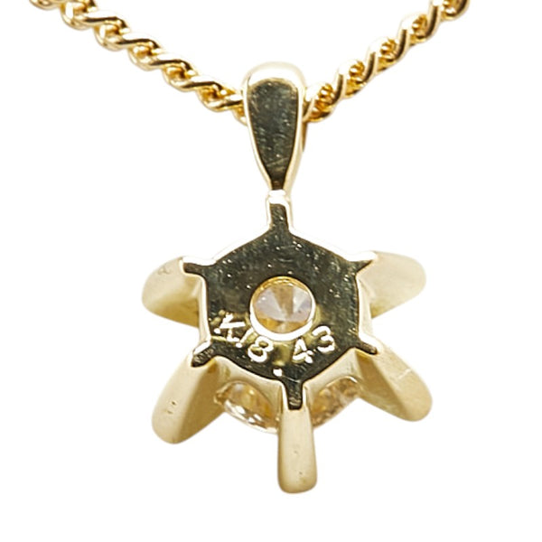 K18YG イエローゴールド ダイヤ0.43ct プチ ペンダントネックレス レディース 【中古】