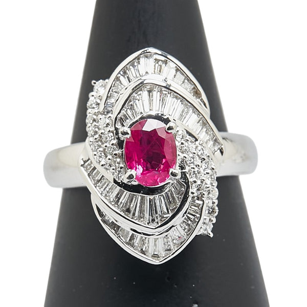 Pt900 プラチナ ピンクサファイア0.75ct ダイヤ0.90ct リング 指輪 レディース 11号 【中古】