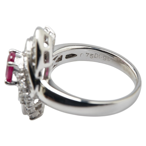 Pt900 プラチナ ピンクサファイア0.75ct ダイヤ0.90ct リング 指輪 レディース 11号 【中古】