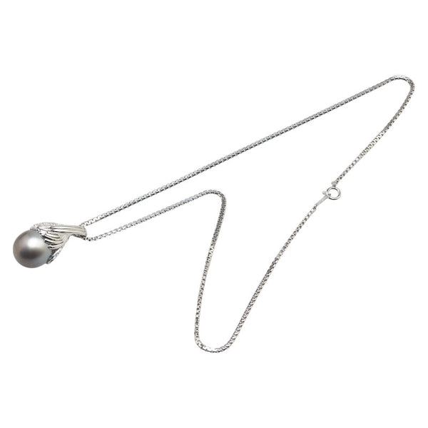 Pt900 プラチナ Pt850 プラチナ 黒蝶真珠16.4mm ダイヤ0.28ct ペンダントネックレス レディース 【中古】