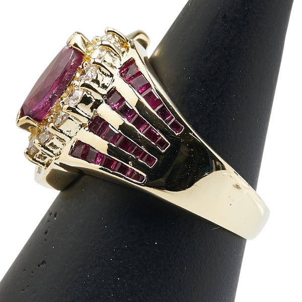 レッド K18YG イエローゴールド ルビー1.20ct ダイヤ1.03ct リング 指輪 レディース 13号 【中古】
