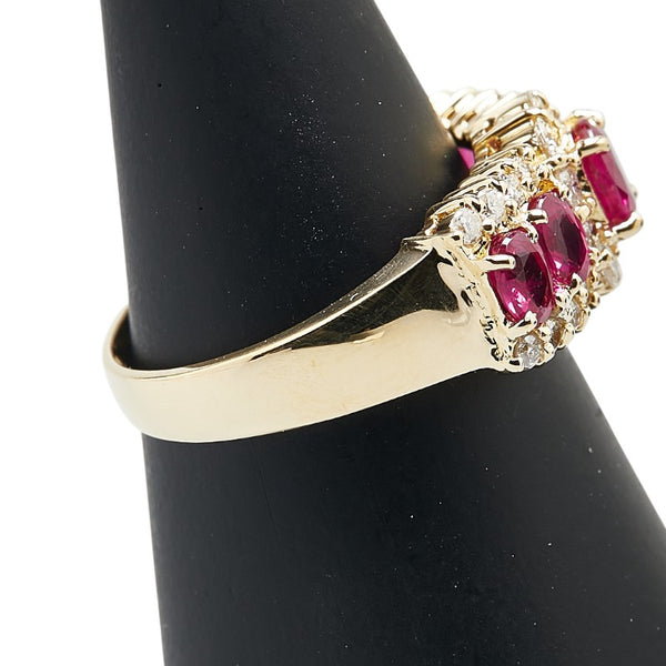 K18YG イエローゴールド ルビー1.50ct ダイヤ0.50ct リング 指輪 レディース 12.5号 【中古】