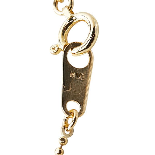 K18YG イエローゴールド アクアマリン ダイヤ0.07ct リボン ハート モチーフ ペンダントネックレス レディース 【中古】