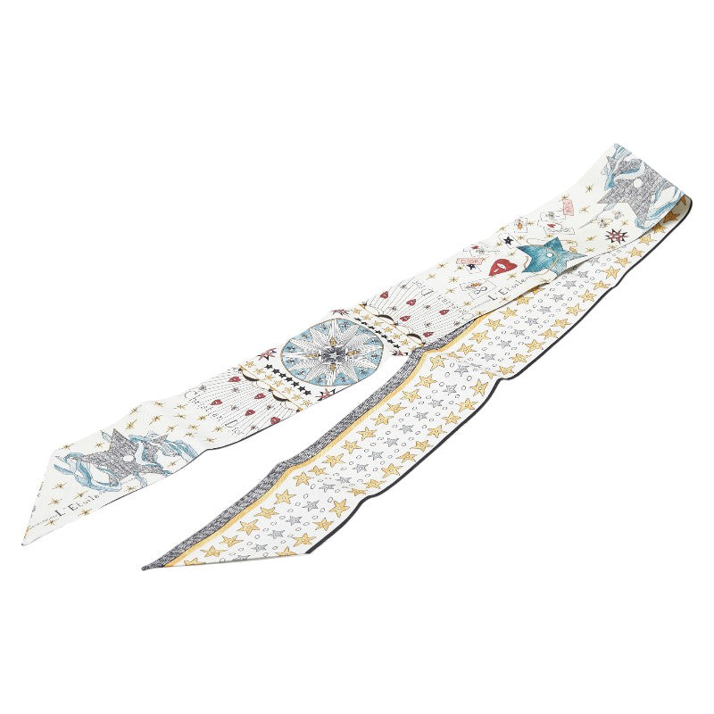 ディオール ミッツァ L'Etoile レトワール スカーフ ホワイト マルチカラー シルク レディース Dior 【中古】