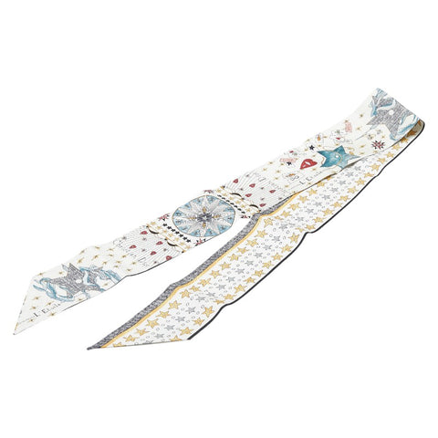 ディオール ミッツァ L'Etoile レトワール スカーフ ホワイト マルチカラー シルク レディース Dior 【中古】