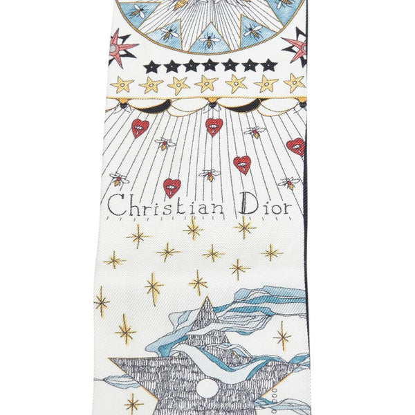 ディオール ミッツァ L'Etoile レトワール スカーフ ホワイト マルチカラー シルク レディース Dior 【中古】