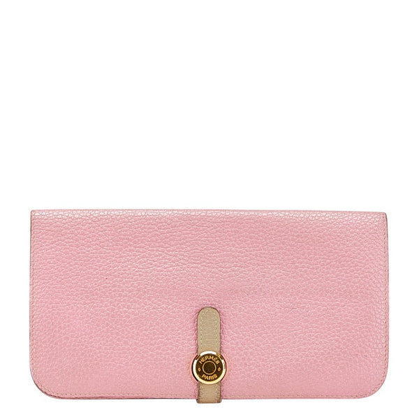 エルメス ドゴンロング 長財布 ピンク系 トゴ レディース HERMES 【中古】