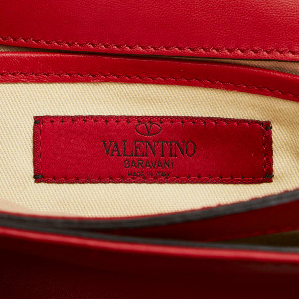 ヴァレンティノ スタッズ チェーン ショルダーバッグ レッド ゴールド レザー レディース VALENTINO 【中古】