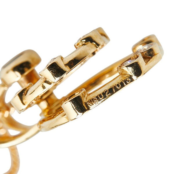 K18YG イエローゴールド サファイア ダイヤ 2連 リング ペンダントネックレス レディース 【中古】