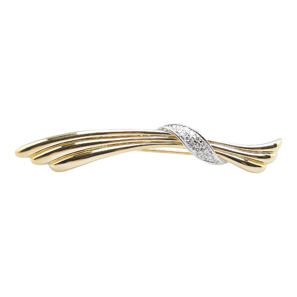 ミキモト K18YG イエローゴールド ダイヤ0.16ct パヴェ ブローチ  MIKIMOTO 【中古】