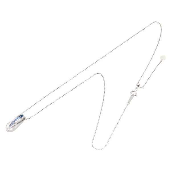 K18WG ホワイトゴールド サファイア0.50ct ダイヤ0.10ct ペンダントネックレス レディース 【中古】