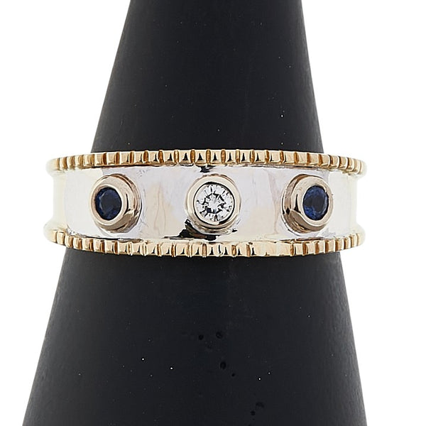ミキモト K18YG イエローゴールド サファイア0.13ct ダイヤ0.05ct リング 指輪 レディース MIKIMOTO 12.5号 【中古】