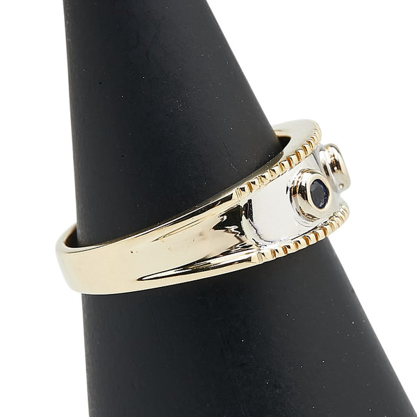 ミキモト K18YG イエローゴールド サファイア0.13ct ダイヤ0.05ct リング 指輪 レディース MIKIMOTO 12.5号 【中古】