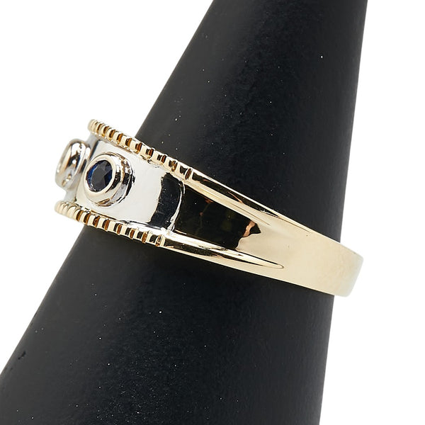 ミキモト K18YG イエローゴールド サファイア0.13ct ダイヤ0.05ct リング 指輪 レディース MIKIMOTO 12.5号 【中古】