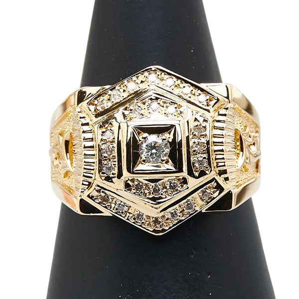 K18YG イエローゴールド ダイヤ0.31ct リング 指輪 レディース 20.5号 【中古】