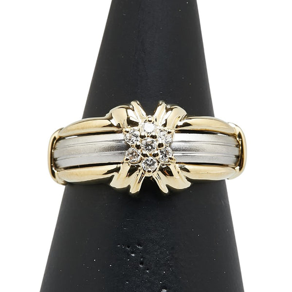金ベースコンビ ダイヤ0.12ct リング 指輪 レディース 12号 【中古】