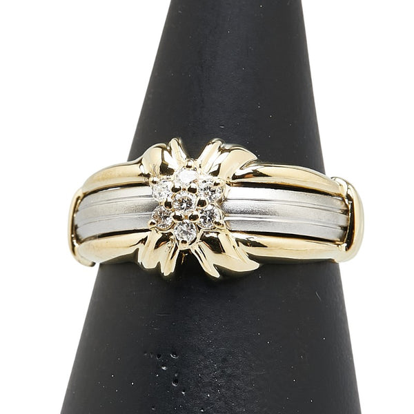 金ベースコンビ ダイヤ0.12ct リング 指輪 レディース 12号 【中古】