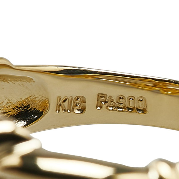 金ベースコンビ ダイヤ0.12ct リング 指輪 レディース 12号 【中古】