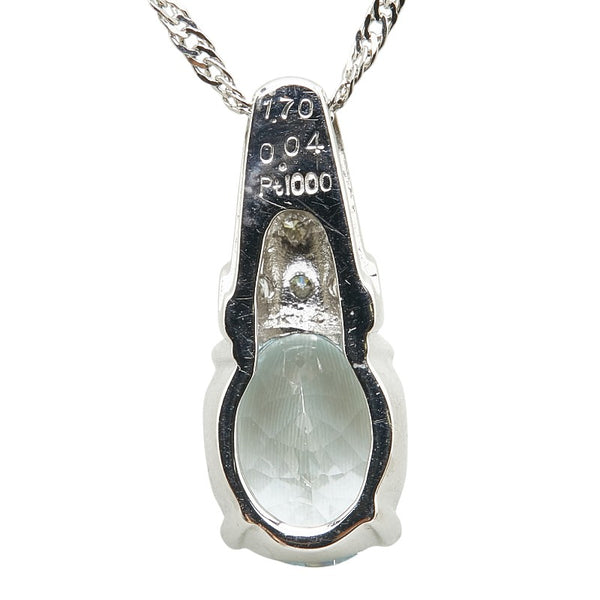 Pt1000 プラチナ Pt850 プラチナ アクアマリン1.70ct ダイヤ0.04ct ペンダントネックレス レディース 【中古】