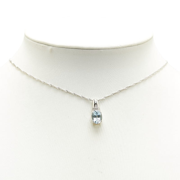 Pt1000 プラチナ Pt850 プラチナ アクアマリン1.70ct ダイヤ0.04ct ペンダントネックレス レディース 【中古】