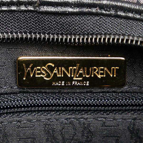 サンローラン YSLモノグラム セカンドバッグ パープル ブラック レザー レディース SAINT LAURENT 【中古】