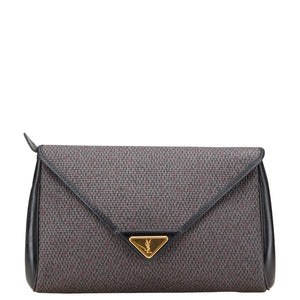 サンローラン YSLモノグラム セカンドバッグ パープル ブラック レザー レディース SAINT LAURENT 【中古】