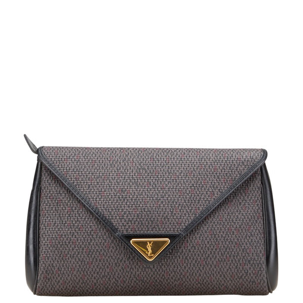 サンローラン YSLモノグラム セカンドバッグ パープル ブラック レザー レディース SAINT LAURENT 【中古】