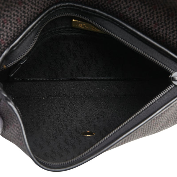 サンローラン YSLモノグラム セカンドバッグ パープル ブラック レザー レディース SAINT LAURENT 【中古】