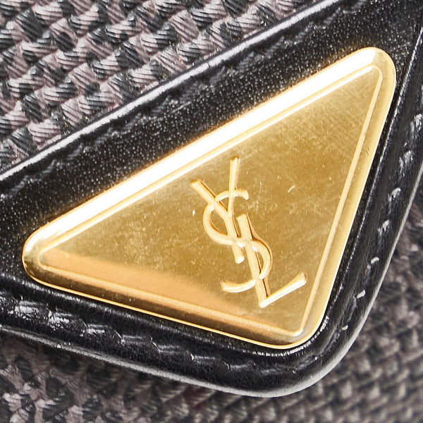 サンローラン YSLモノグラム セカンドバッグ パープル ブラック レザー レディース SAINT LAURENT 【中古】