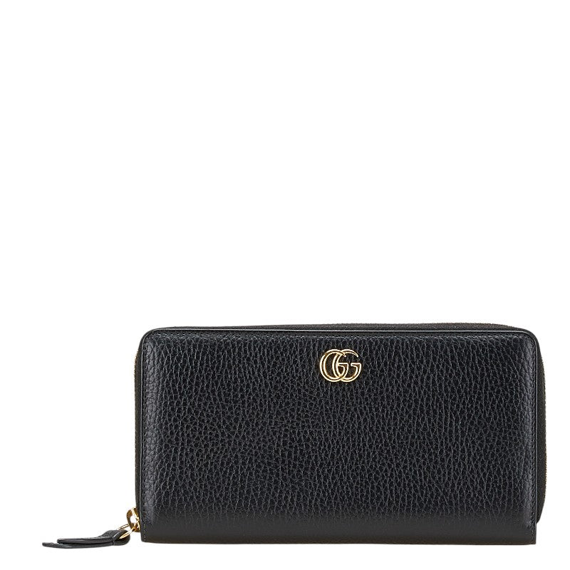 グッチ GGマーモント 長財布 ラウンドファスナー 456117 ブラック レザー メンズ GUCCI 【中古】
