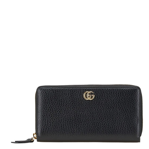 グッチ GGマーモント 長財布 ラウンドファスナー 456117 ブラック レザー メンズ GUCCI 【中古】