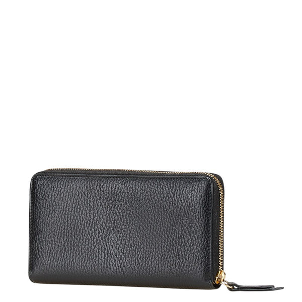 グッチ GGマーモント 長財布 ラウンドファスナー 456117 ブラック レザー メンズ GUCCI 【中古】