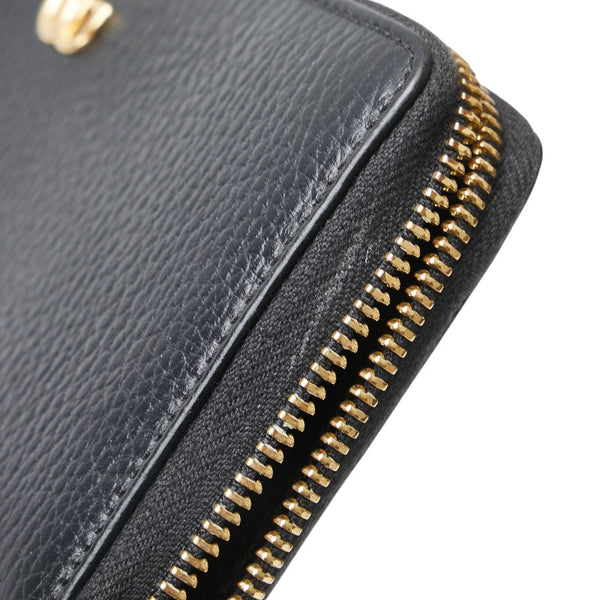 グッチ GGマーモント 長財布 ラウンドファスナー 456117 ブラック レザー メンズ GUCCI 【中古】