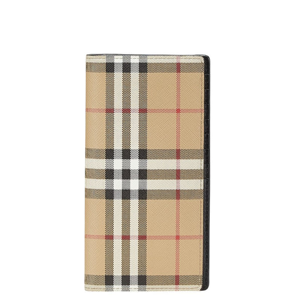 バーバリー ノバチェック 長財布 ベージュ ブラック PVC レザー レディース BURBERRY 【中古】