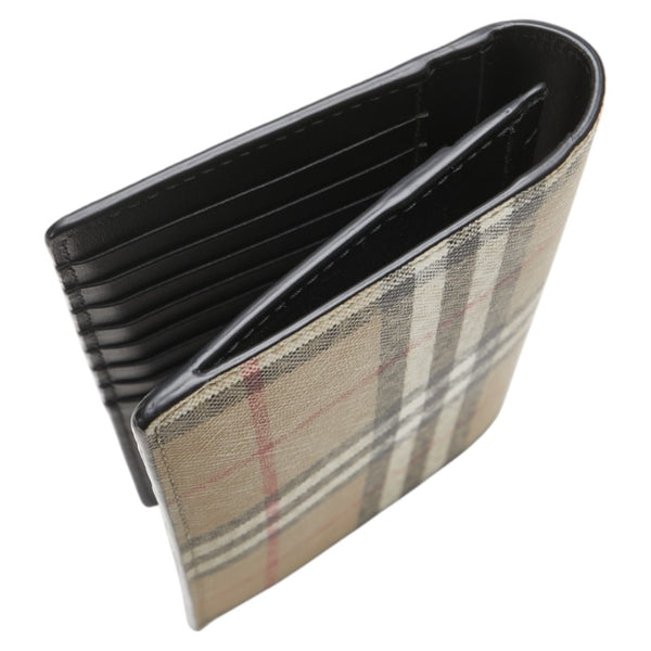 バーバリー ノバチェック 長財布 ベージュ ブラック PVC レザー レディース BURBERRY 【中古】
